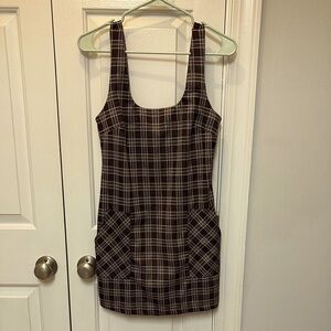 Altar'd State Chocolate Plaid Dress, S